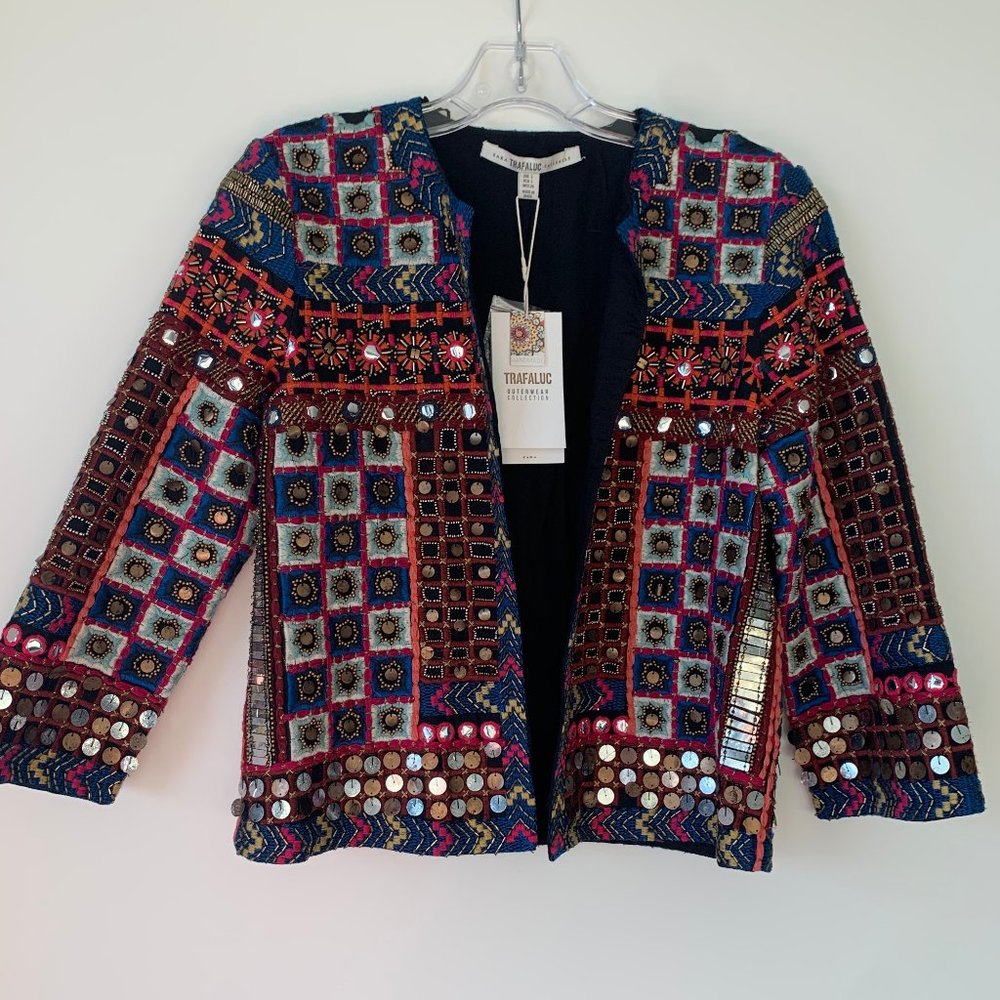 ZARA TRAFALUC embroidered beaded open jacket S